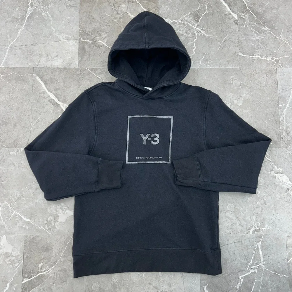 Adidas Y-3 Hoodie Mens Medium U Square Pullover Sweatshirt‎ Yohji Yamamoto Black
